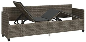 Szürke polyrattan napozóágy párnával