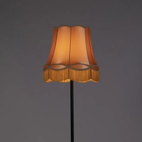 Retro állólámpa fekete, arany színű nagyi búrával 45 cm - Simplo