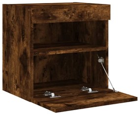2 db füstös tölgy fali TV-szekrény LED-ekkel 40x30x40 cm