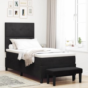 Box Spring Ágy Matraccal & Pad Fekete 80x200 cm Plüss