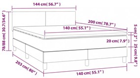 sötétszürke szövet rugós és LED-es ágy matraccal 140x200 cm