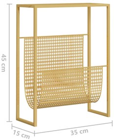 aranyszínű acél újságtartó állvány 35 x 15 x 45 cm