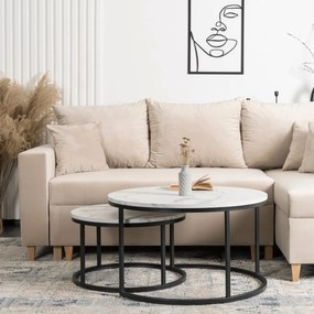 Dohányzóasztal Szett, Fehér Márvány DAFNE MAX