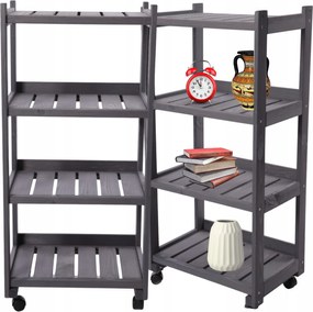 Fa gurulós könyvespolc 3 polcos doboztartó állvány Eko mobil könyvespolc