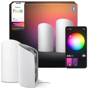 Philips - 2 darabos szett: Hue PLAY Wall Washer dimmelhető RGBW LED lámpa, 20W/230V, 2000–6500K, fehér 8720169385931