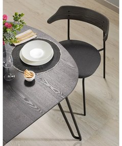 Sötétbarna bővíthető étkezőasztal kőrisfa dekoros asztallappal 100x170 cm Milian – Kave Home