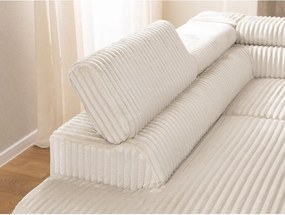 Krémszínű kordbársony sarokkanapé (bal oldali-L alakú) Marbeya – Ropez