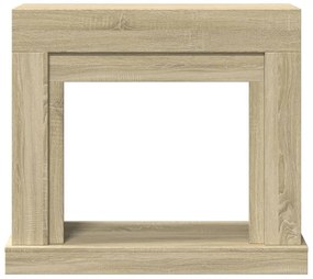 sonoma tölgy színű szerelt fa kandallóburkolat 100x30x87,5 cm