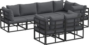 vidaXL Kerti Kanapé Szett párnával 7 pcs Fekete Acél