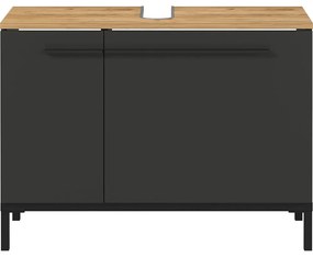 Sötétszürke mosdókagyló alatti szekrény tölgyfa dekorral 80x59 cm Yonkers - Germania