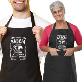 Konyhai kötény fekete ideális ajándék "a világ legjobb nagymamája"