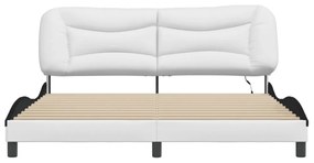 fehér és fekete műbőr ágykeret LED-világítással 180 x 200 cm