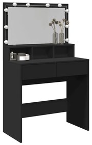 fekete fésülködőasztal LED-del 80 x 41 x 134,5 cm