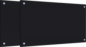 vidaXL 2 db fekete edzett üveg konyhai falburkoló 70 x 40 cm
