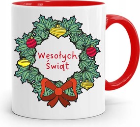 Piros Karácsonyi Bögre Mikulás Karácsonyfa Alá, fényképes nyomattal