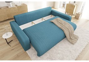 Türkiz kordbársony kinyitható tárolóhelyes kanapé 234 cm Sara – Ropez