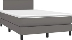 vidaXL szürke műbőr rugós ágy matraccal 120x190 cm