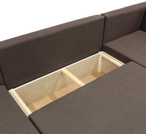 Univerzális kinyitható U-alakú sarokülőgarnitúra tárolóval SEYA barna