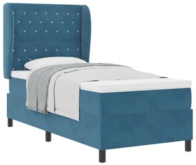 Boxspring Ágy Mattal Sötétkék 90x200 cm Bársonyos