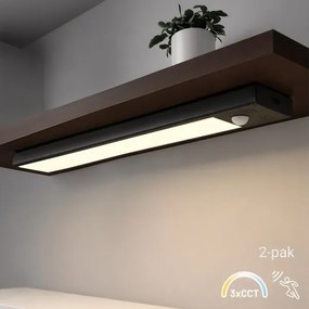 2 darabos készlet: VIRO LED újratölthető bútorvilágítás érzékelővel, 1,2 W, 800 mAh, 30 cm, CCT, fekete