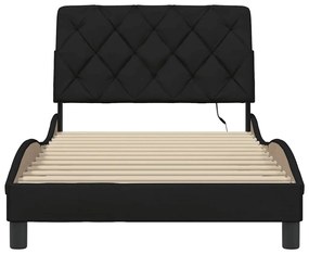 fekete szövet ágykeret LED-ekkel matrac nélkül 100x200 cm