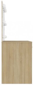 tölgyszínű LED-es MDF sminkasztal 110 x 55 x 145 cm