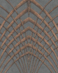 Dekoratív geometriai mintás tapéta szürke vinil flizelin