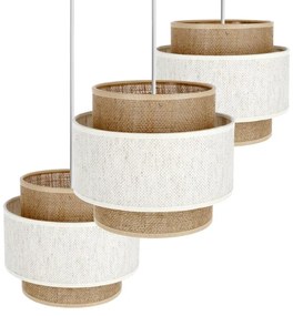 BOHO kábeles csillár, 3xE27/60W/230V, krémszín/juta