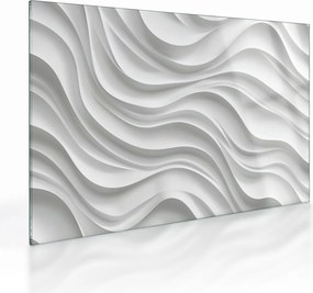 Üveg kép - 3D fehér hullámok (70x50 cm)