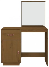 mézbarna tömör fenyőfa fésülködőasztal 95 x 50 x 134 cm