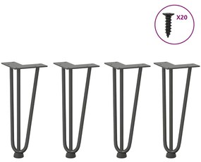 4 db antracitszürke hajtűláb dohányzóasztalhoz 30 cm tömör acél