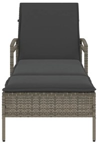 Szürke polyrattan napozóágy párnával 63x200x81 cm