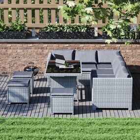 VERANO Nagy kerti rattan ganitúra - szürke