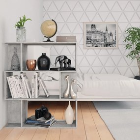 betonszürke szerelt fa könyvszekrény/térelválasztó 80x24x96 cm