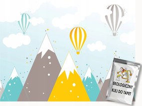 Fotótapéta Flizelina Hegyek és lufik gyerekszoba 350x250 ragasztó