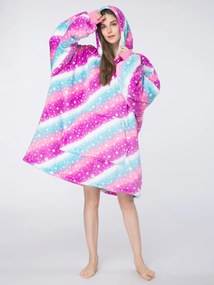 báránybunda hatású kapucnis, ujjas pléd AURORA színes