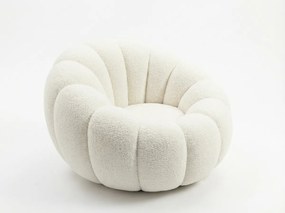 Design fotel BLOOM lábtartóval, krémszínű