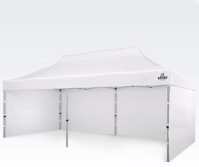 Összecsukható kerti pavilon 3x6m - plusz 3 oldalfal - Fehér