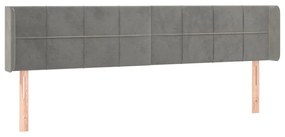 világosszürke bársony LED-es fejtámla 183 x 16 x 78/88 cm