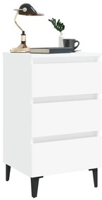 Fehér éjjeliszekrény fémlábakkal 40 x 35 x 69 cm
