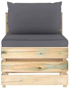 vidaXL zöld impregnált fa elemes középső kanapé párnákkal