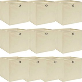 vidaXL 10 db krémszínű szövet tárolódoboz 32 x 32 x 32 cm