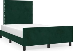 vidaXL sötétzöld bársony ágykeret matrac nélkül 120 x 200 cm