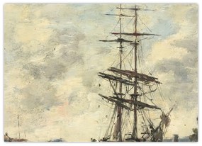 Üveg kép - Eugène Boudin, Ship on the Touques, reprodukciók (70x50 cm)