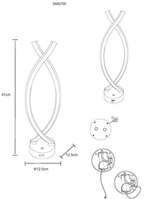Globo 58457W - HELA LED érintős asztali lámpa, 1W, 3,7V, fehér, dimmelhető