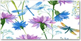 Fotó kép edzett üveg Virágok és szitakötők 140x70