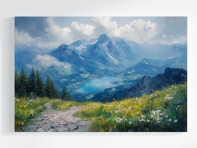 Vászonkép Canvas Magas Hegyek Alpok Csúcsok Tó Ösvény 120x80