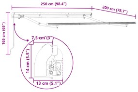 Behúzható kézi napellenző keret 2.5x2 m fém