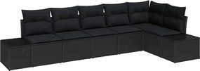 vidaXL Kerti Kanapé Szett tárolóval 6 pcs Fekete polirattan