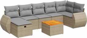 vidaXL 8 részes bézs polyrattan kerti ülőgarnitúra párnával
